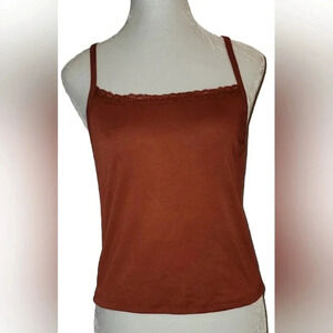 NWT HIPPIE Rose Junior's Cropped Brown Knit Tank Size L